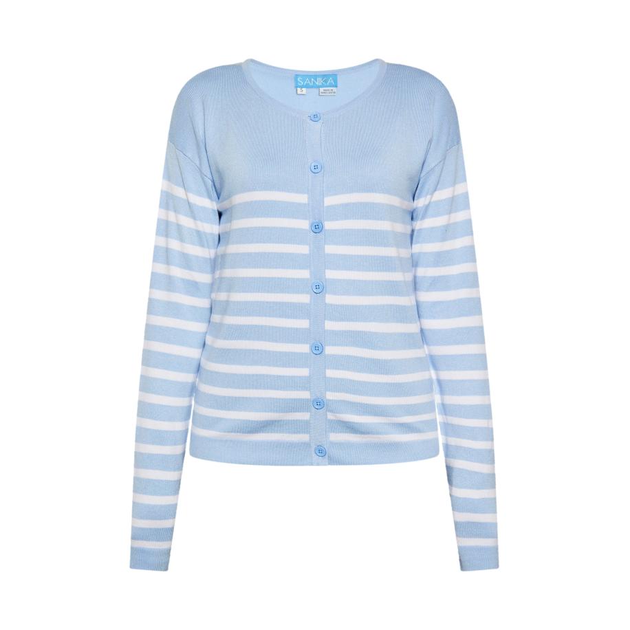 SANIKA SANIKA Gebreid vest lichtblauw / wit -