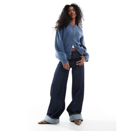 ASOS DESIGN Vest met ronde hals en lange pasvorm in blauw