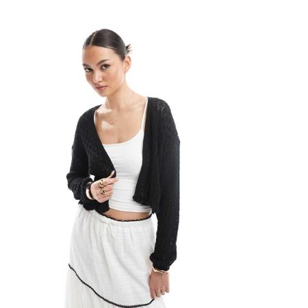 ONLY Gehaakt vest in zwart