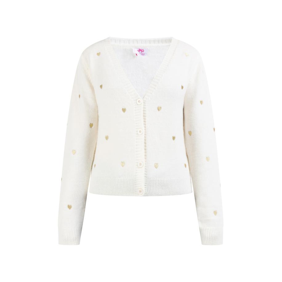 MYMO MYMO Gebreid vest Nolie goud / wit -