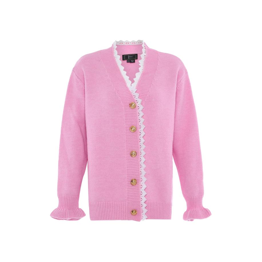 Faina faina Gebreid vest pink / wit -