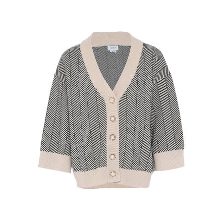 caneva caneva Gebreid vest beige / zwart / wolwit