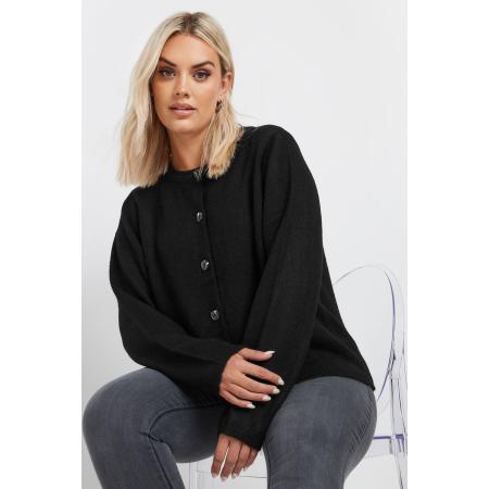 Yours Zacht Gebreid Vest Met Knopen In Zwart Size 62-64