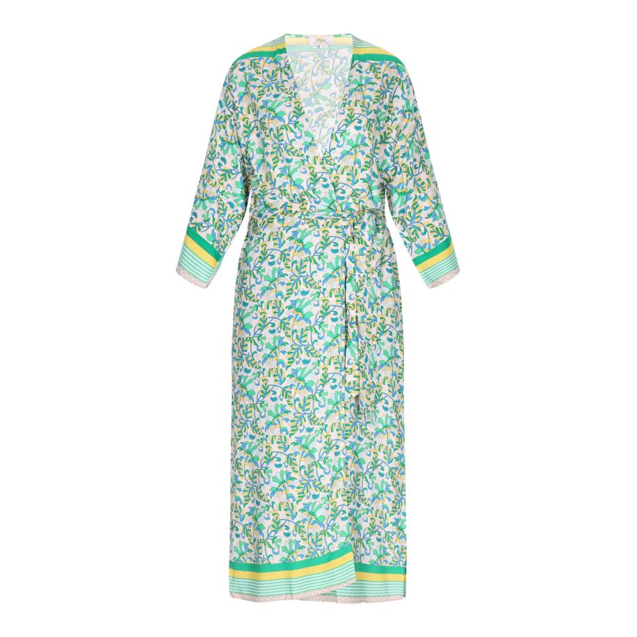 Usha usha FESTIVAL Kimono Fashion Look beige / lichtblauw / geel / groen -