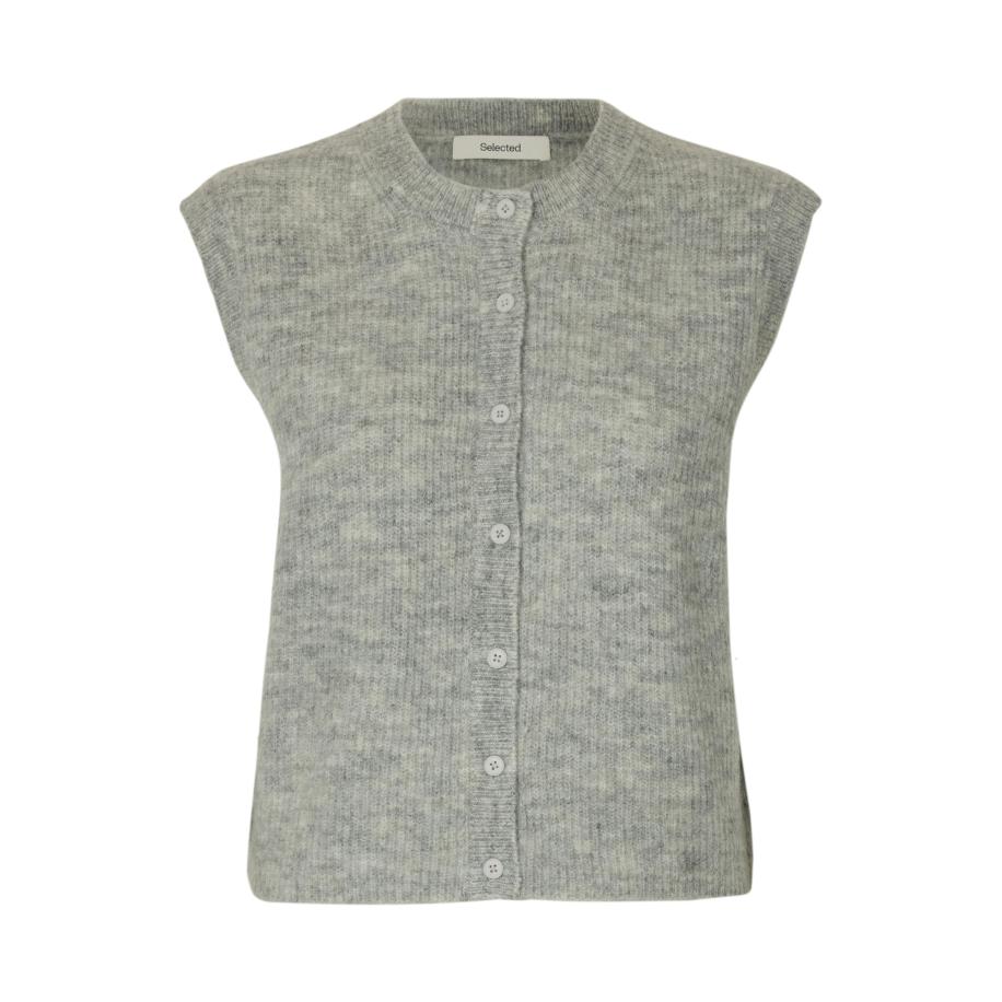 Selected SELECTED Gebreide bodywarmer SLFLULU grijs gemêleerd -