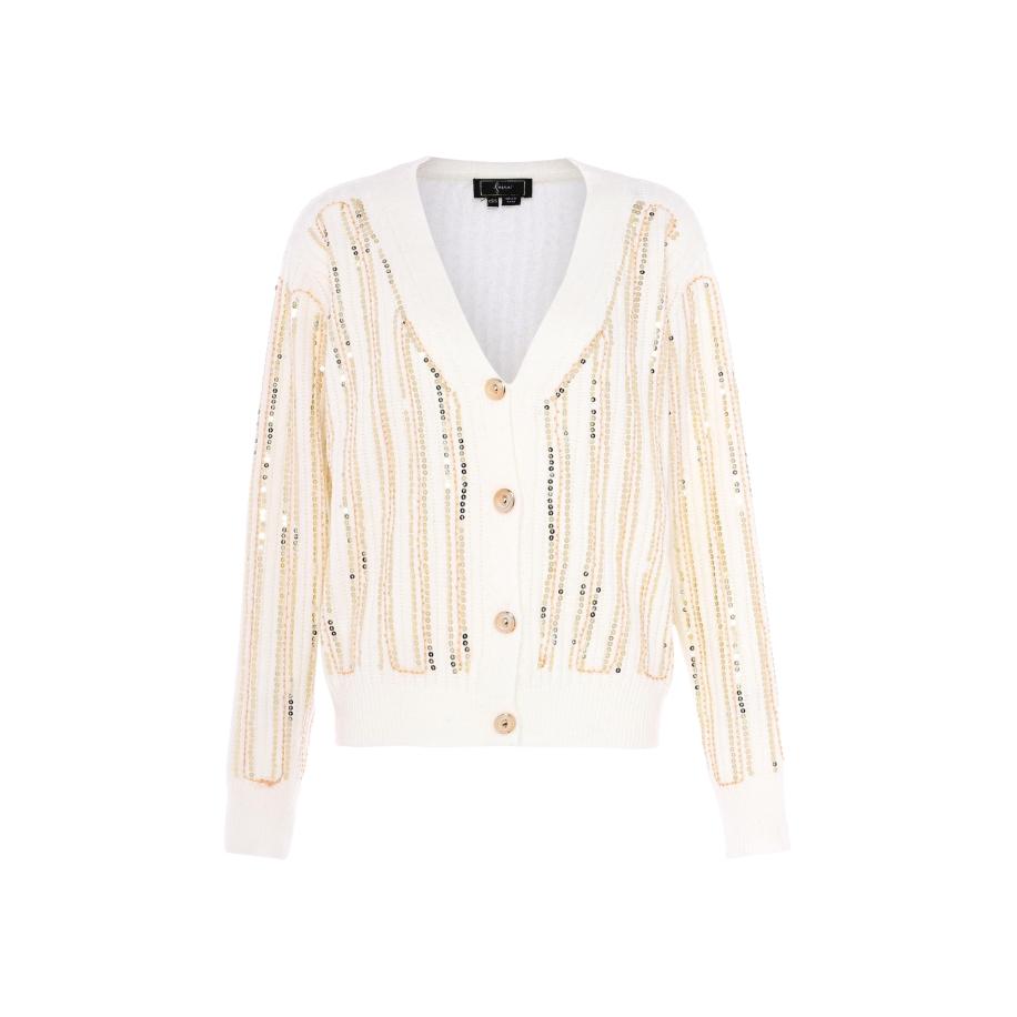 Faina faina Gebreid vest goud / wolwit -