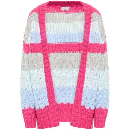 IZIA IZIA Gebreid vest Gaya lichtblauw / stone grey / pink / offwhite