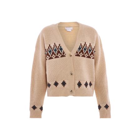 Jalene Jalene Gebreid vest donkerbeige / blauw / bruin