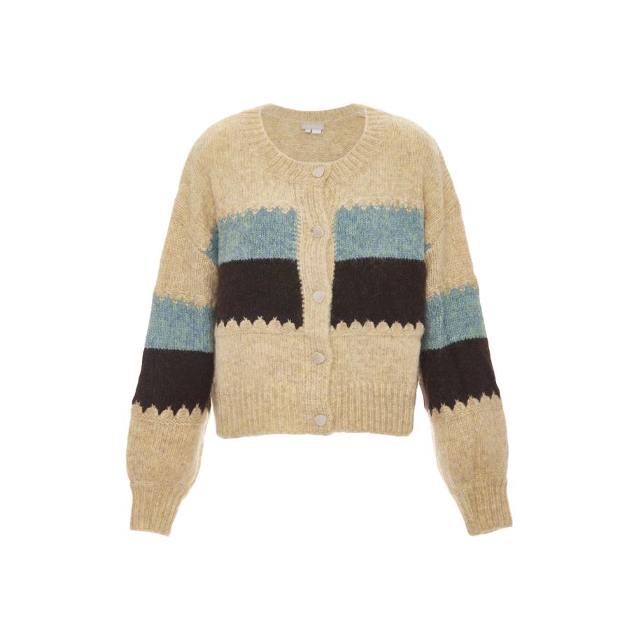 Jalene Jalene Gebreid vest beige gemêleerd / blauw gemêleerd / zwart gemêleerd -