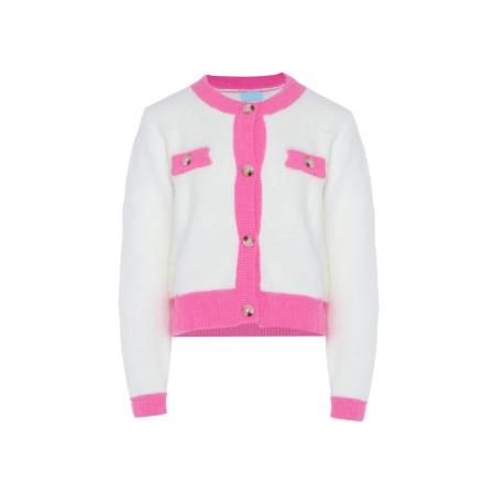 Poomi Poomi Gebreid vest rosa / wit
