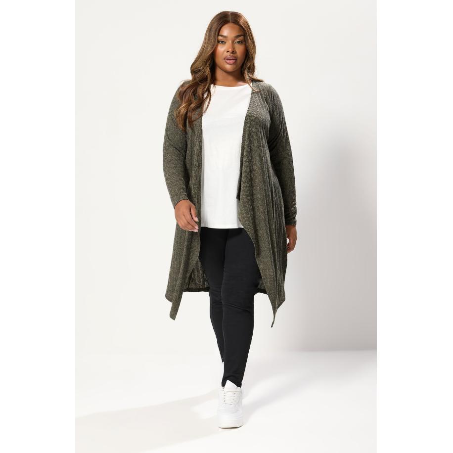 Yours Curve Khaki Groen Geribbeld Midaxi Waterval Cardigan Size 62-64 Groen