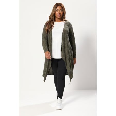 Yours Curve Khaki Groen Geribbeld Midaxi Waterval Cardigan Size 62-64