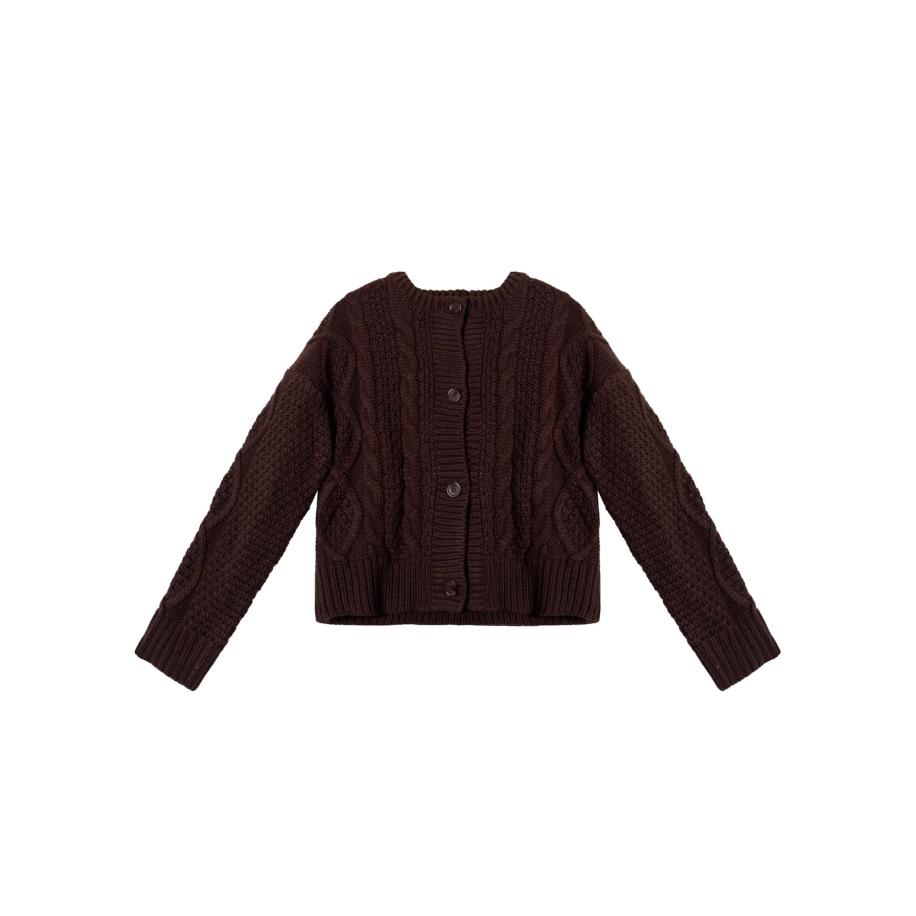 THE-ARE THE-ARE Gebreid vest donkerbruin -