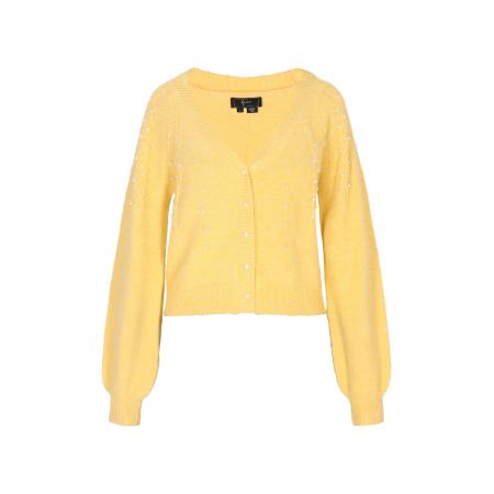 Faina faina Gebreid vest geel gemêleerd / parelwit