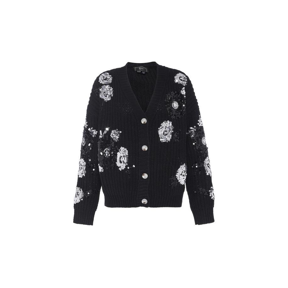 Faina faina Gebreid vest zwart / zilver -