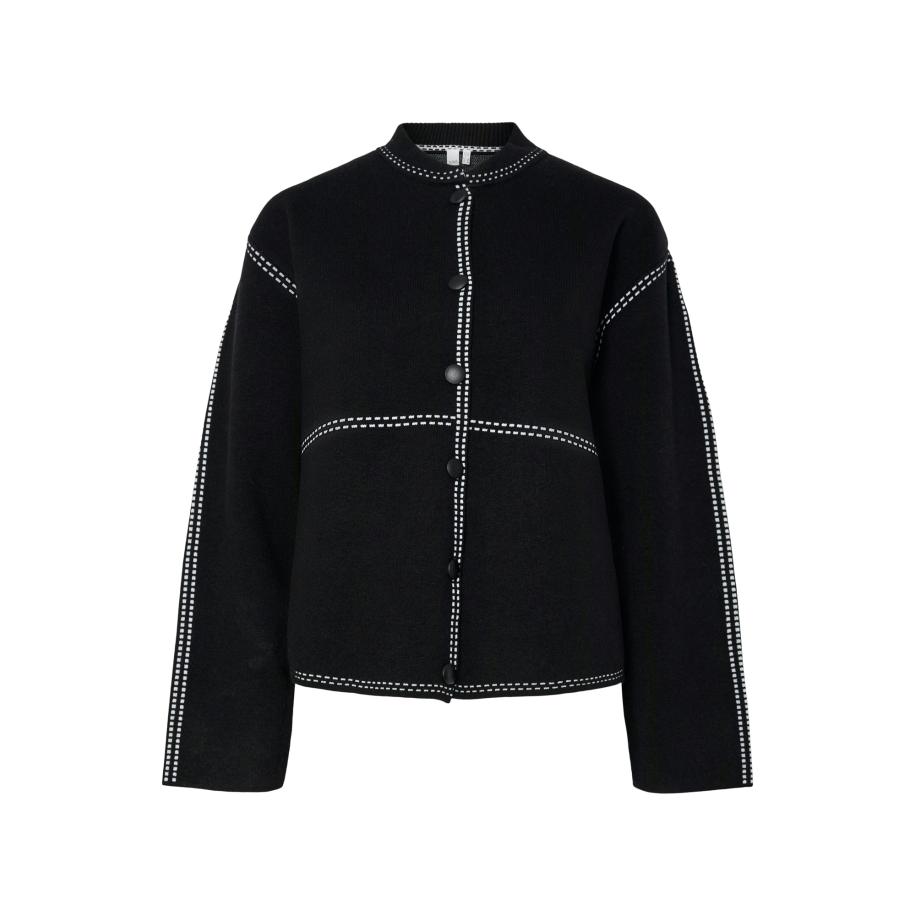 YAS YAS Gebreid vest Jena zwart / wit -