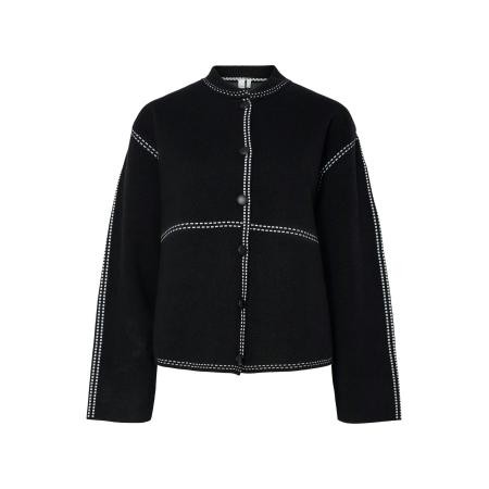 YAS YAS Gebreid vest Jena zwart / wit