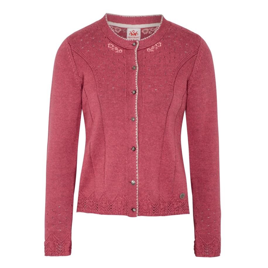 Spieth & Wensky SPIETH & WENSKY Gebreid vest Arianna fuchsia / wit -