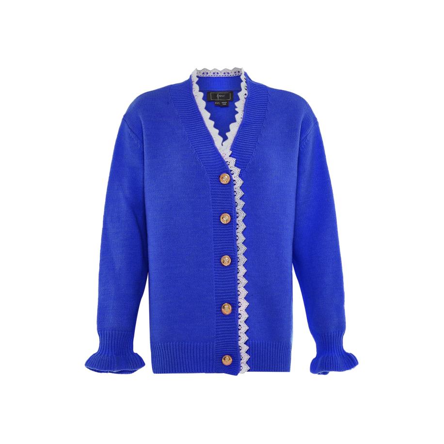 Faina faina Gebreid vest royal blue/koningsblauw / offwhite -