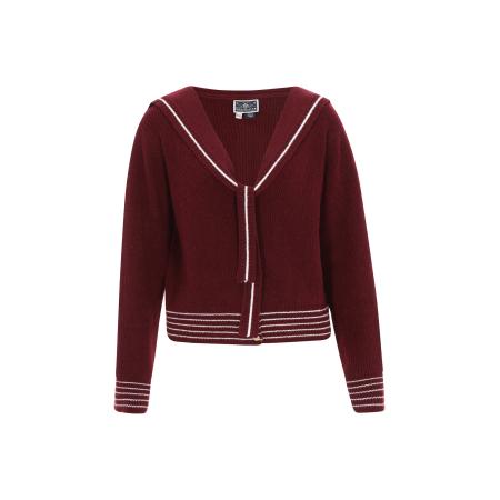 DreiMaster DreiMaster Maritim Gebreid vest donkerrood / wit