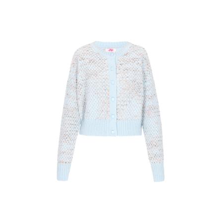 MYMO MYMO Gebreid vest pastelblauw / lichtoranje