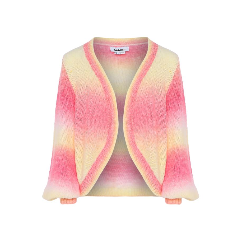 Sidona Sidona Gebreid vest lichtgeel / rosa -