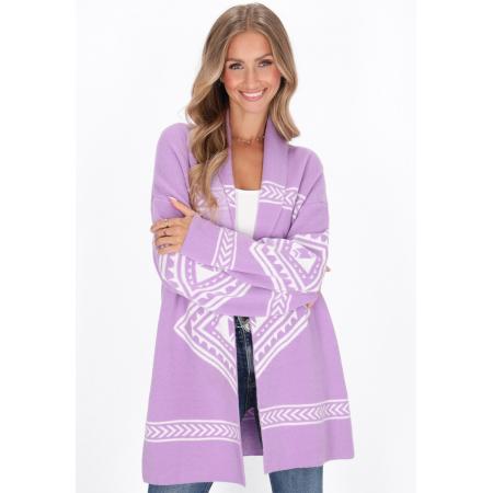 IZIA IZIA Gebreid vest lavendel / wit