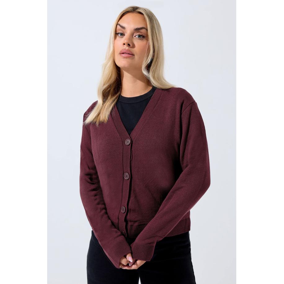 Limited Collection Gebreid Vest Met Knopen In Bordeauxrood Size 58-60 Rood