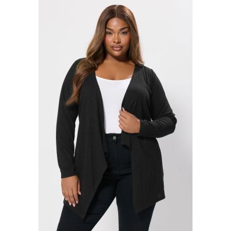 Yours Curve Zwarte Geribbelde Waterval Cardigan Size 66-68