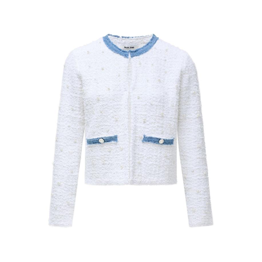 Salsa Salsa Jeans Gebreid vest Perlen wit -