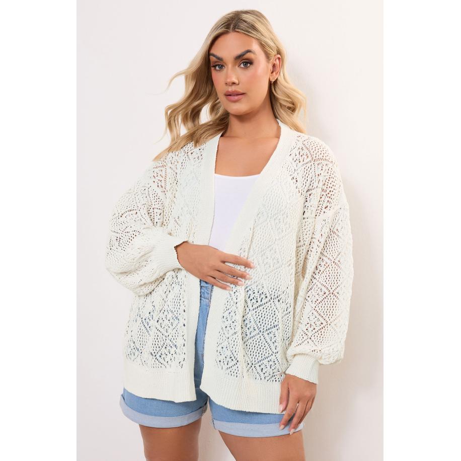 Yours Vest Met Diamantsteekontwerp En Ballonmouwen In Ivoor Size 58-60 Wit