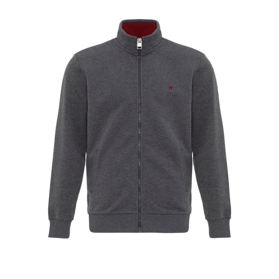 Williot Williot Sweatvest donkergrijs / bloedrood -