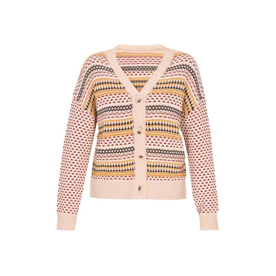 ebeeza ebeeza Gebreid vest crème / roestbruin / donkergeel / zwart -
