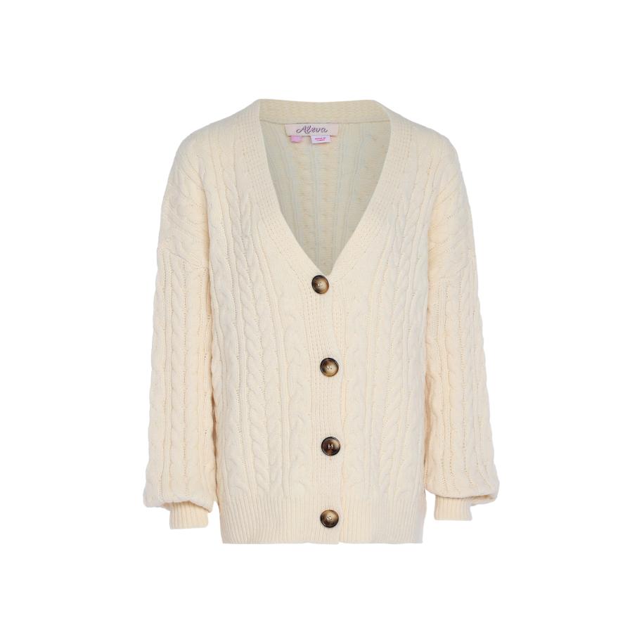 aleva aleva Gebreid vest wolwit -