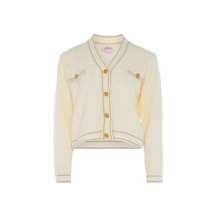 aleva aleva Gebreid vest goud / wolwit -