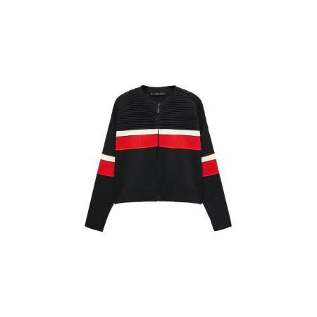 Mango MANGO Gebreid vest Bizcoxit rood / zwart / wit