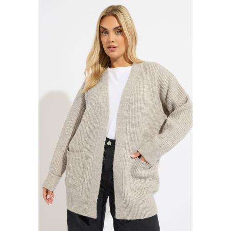 Yours Curve Natural Brown Soft Touch Gebreide Cardigan Size 54-56