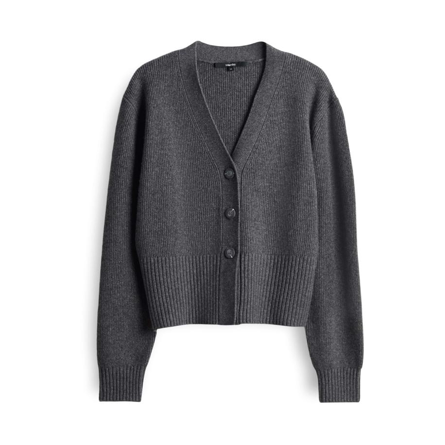 Someday Someday Gebreid vest Toria donkergrijs -