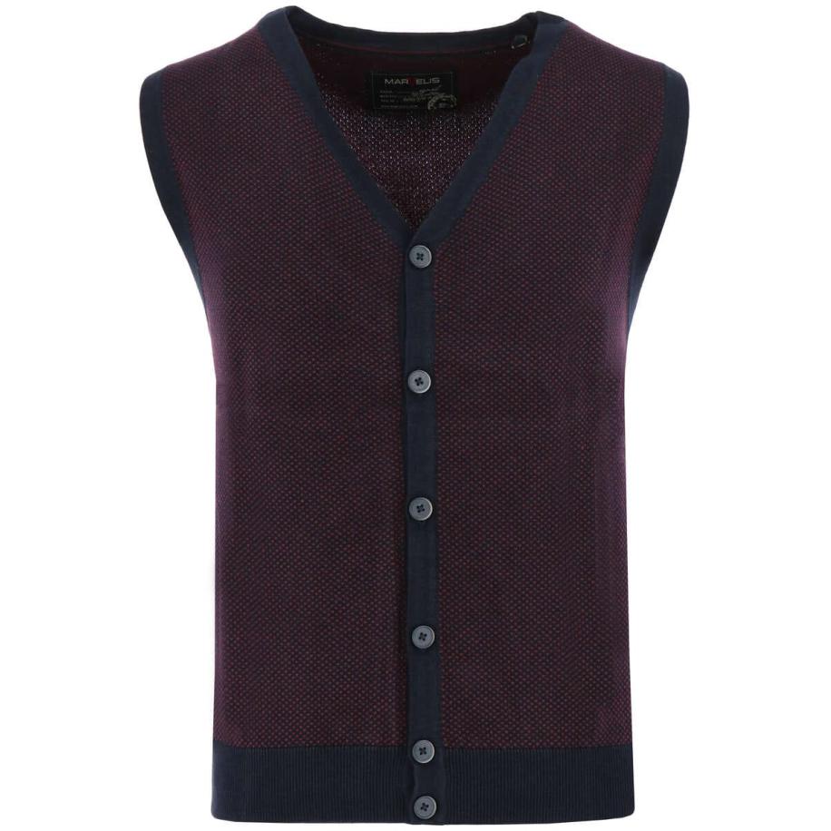 Marvelis Casual Gebreid vest donkerrood, Gestructureerd Rood