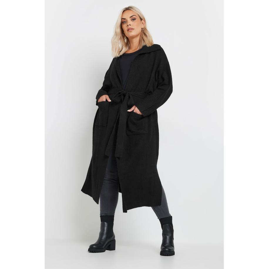 Yours Vestjas Met Lange Pasvorm En Tailleband In Zwart Size 62-64 Zwart