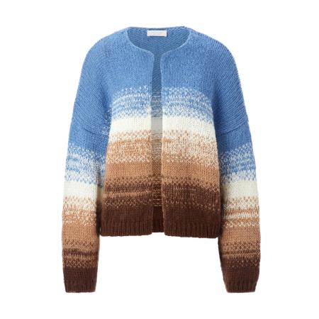 Rich & Royal Rich & Royal Gebreid vest ecru / blauw / lichtbruin / donkerbruin