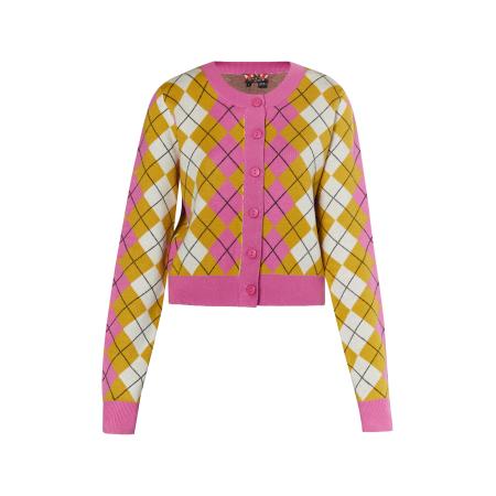 MYMO myMo ROCKS Gebreid vest Blonda mosterd / pink / zwart / wit