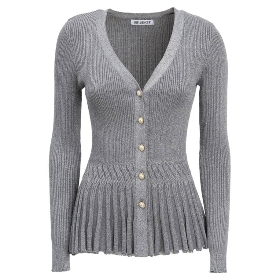 Influencer Influencer Gebreid vest grijs -