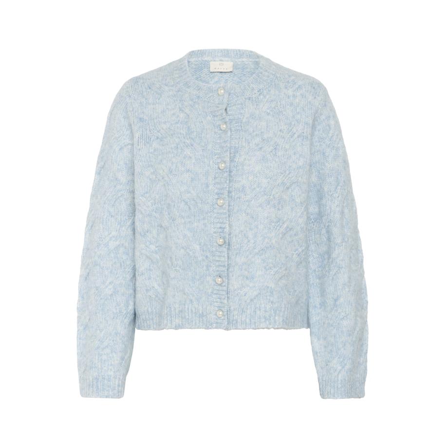 Kaffe Kaffe Gebreid vest KAmartha blauw gemêleerd -