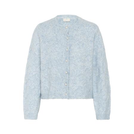 Kaffe Kaffe Gebreid vest KAmartha blauw gemêleerd