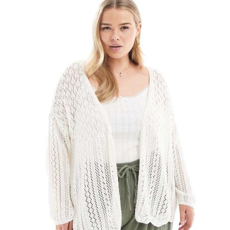 ONLY Curve Gehaakt vest in wit