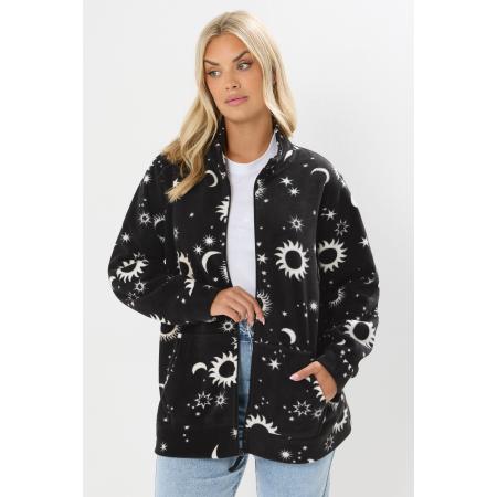 Yours Curve Zwarte Celestial Fleecejas Met Ritssluiting Size 58-60