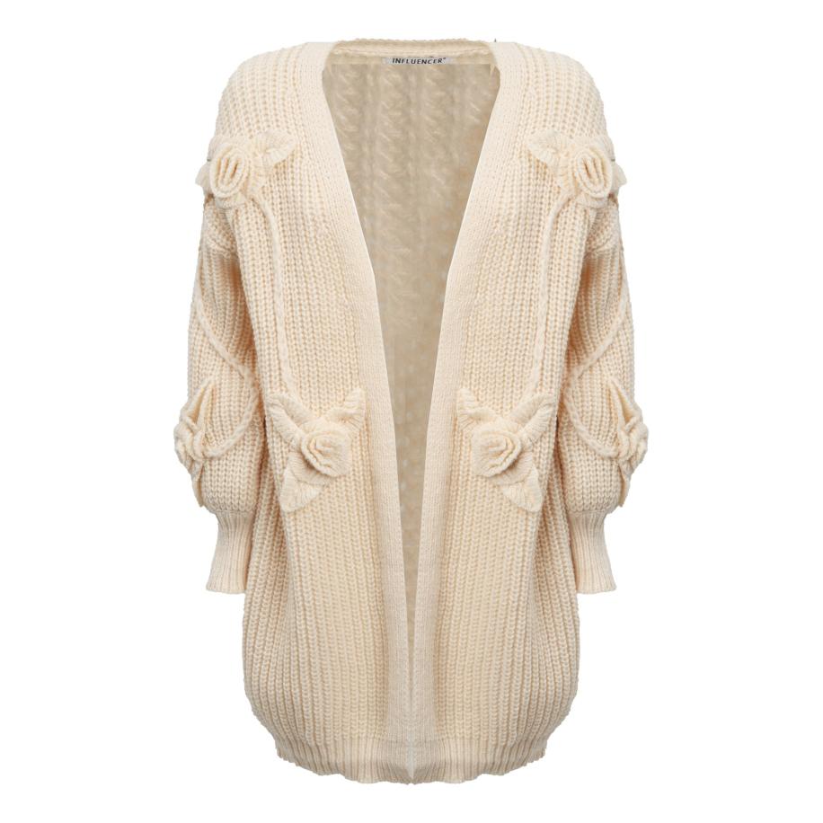 Influencer Influencer Gebreid vest crème -