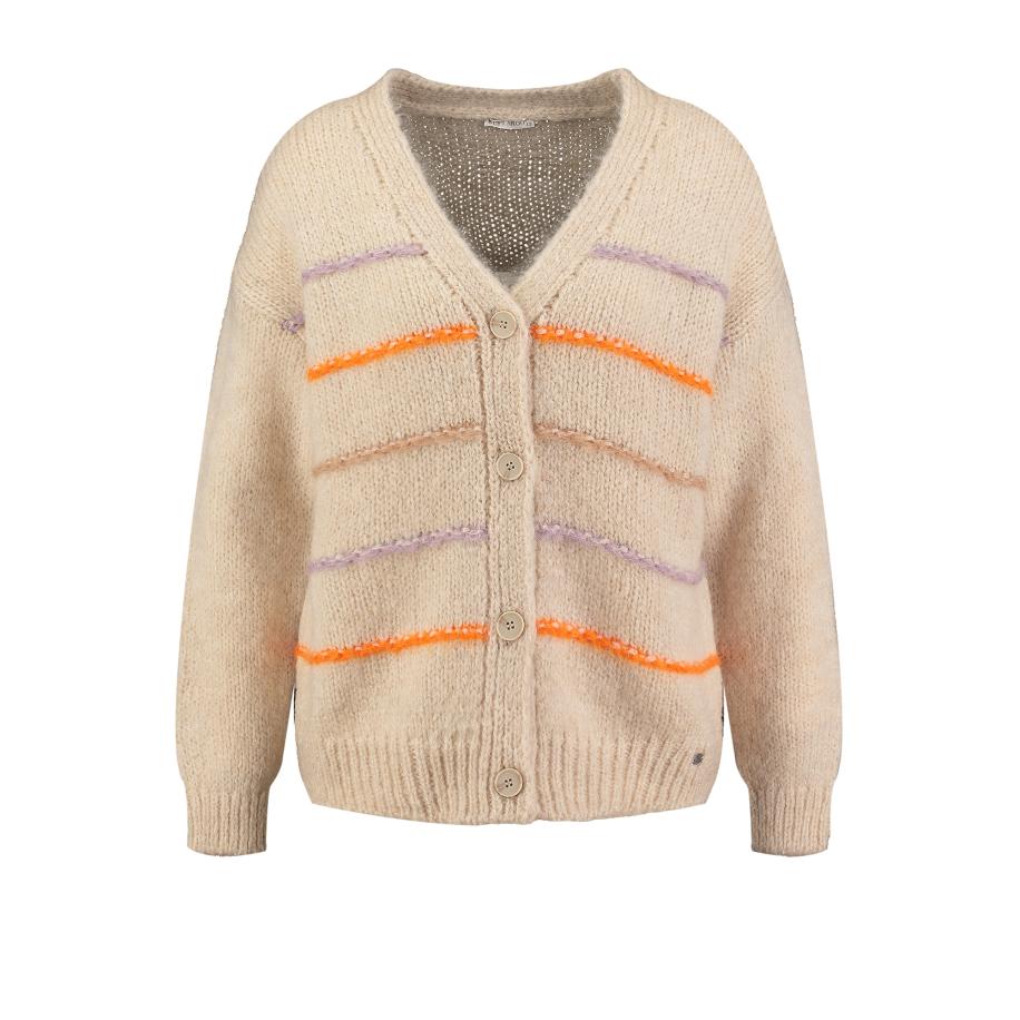 Key Largo Key Largo Gebreid vest Candy beige / mokka / lila / oranje -