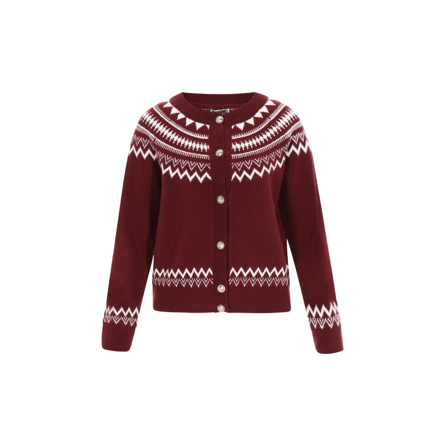 DreiMaster DreiMaster Maritim Gebreid vest donkerrood / wit -